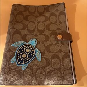 Coach Signature Canvas Notebook with Turtle Patch
